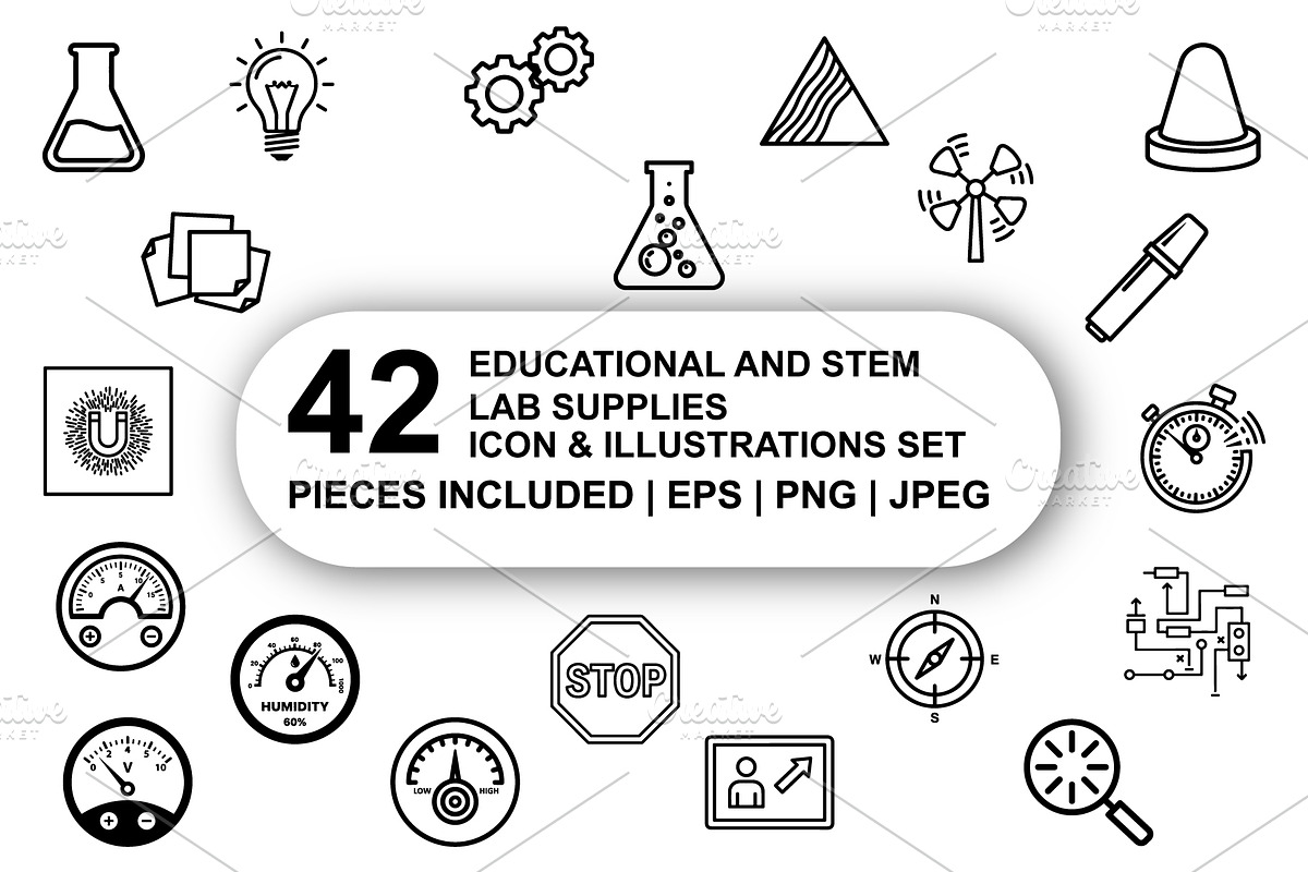 Educational & STEM lab Icon Set, an Outline Icon by Nurlan's shop (Photo 1 of 6)