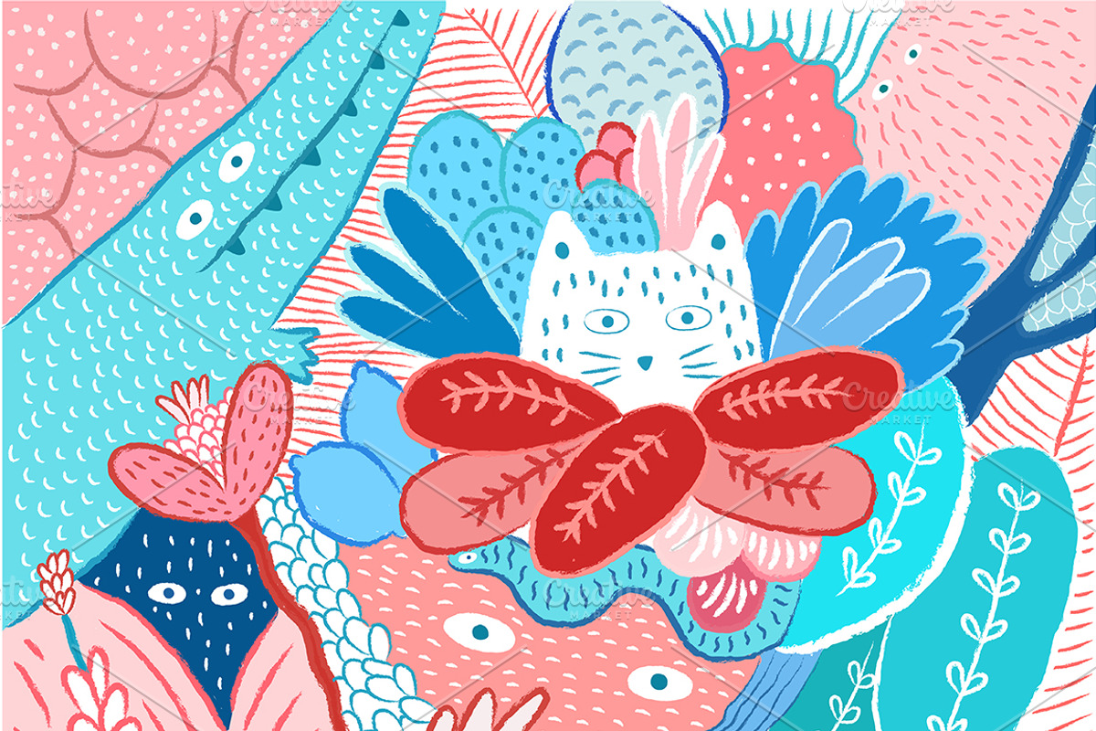 Hiding cat in the jungle, an Animal Illustration by Irene Loal (Photo 1 of 2)