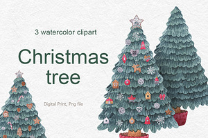 Watercolor Clipart Christmas Trees