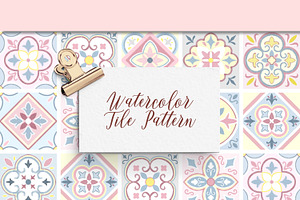 Watercolor Pastel Tile Pattern, a Pattern Graphic by Rachel Art Studio