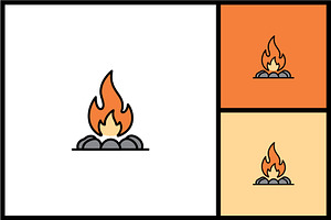 Campfire Icon with Stones, a Solid Icon by quadrazo