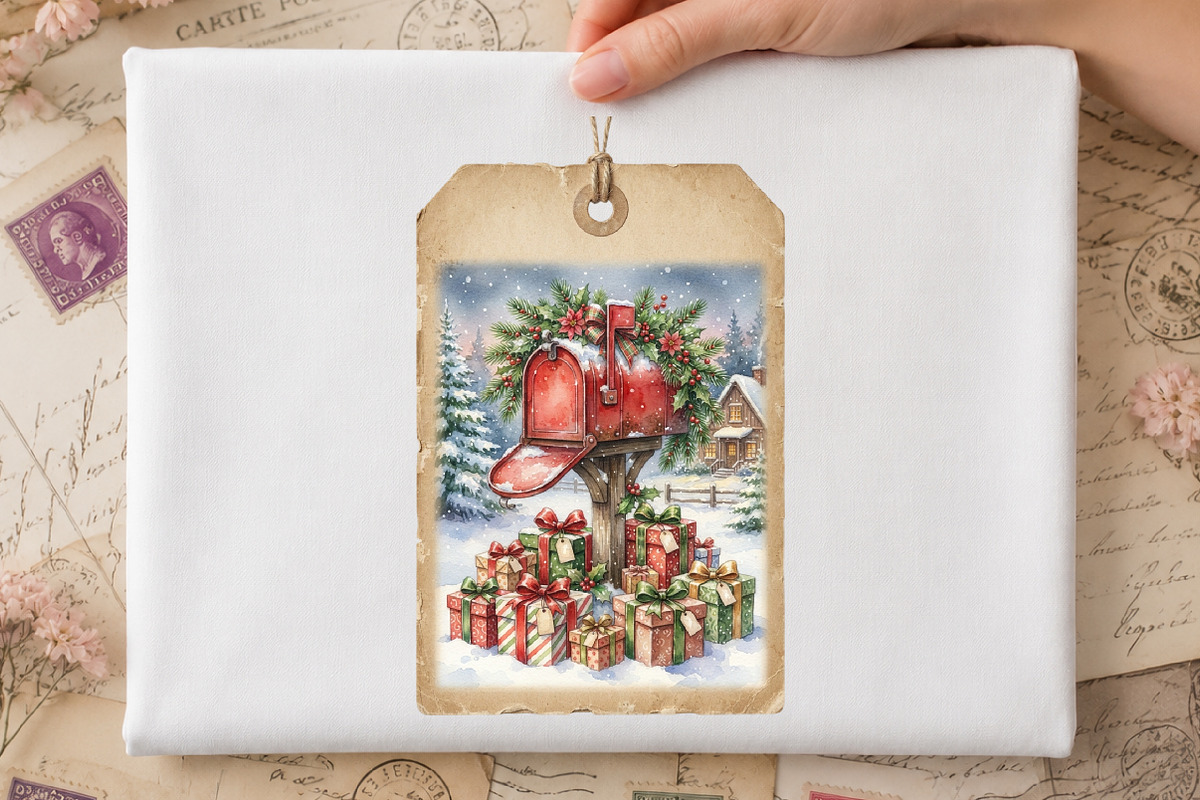 Vintage Christmas Gift Tags Bundle, a Transportation Illustration by Digital Artistic99 (Photo 4 of 9)