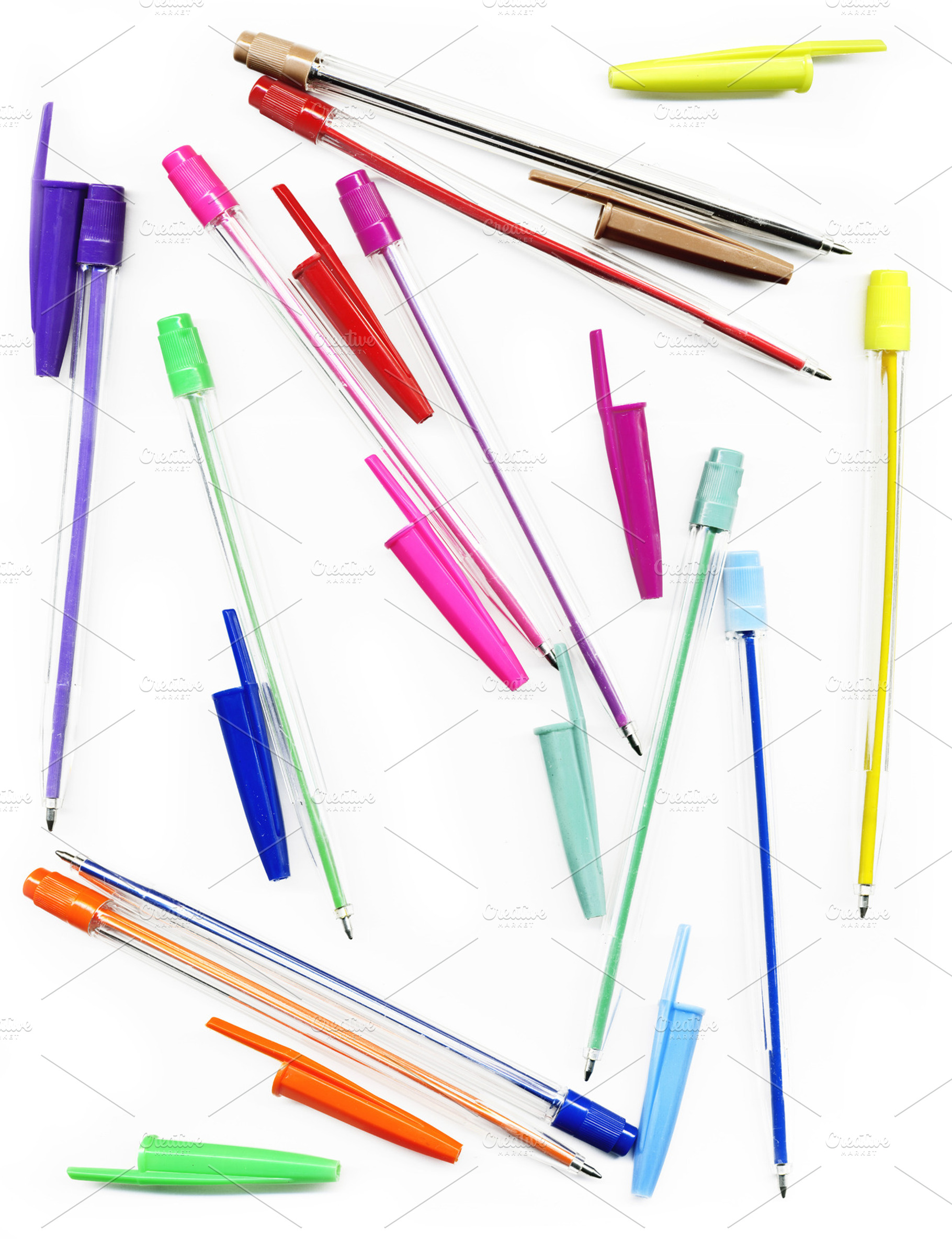 Colourful Neon Pens Against White Containing Colourful Neon And Pens