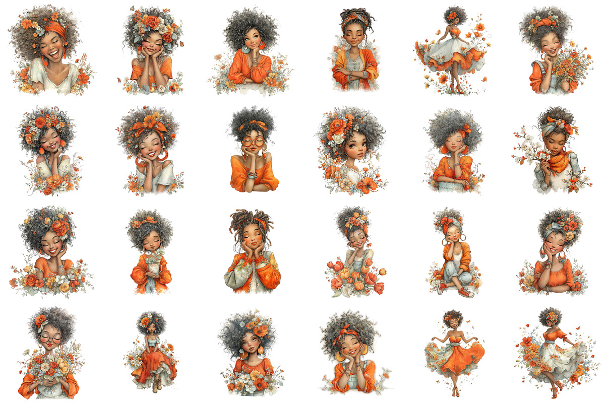 Spring Black Woman Clipart, an Illustration by designcity5 (Photo 2 of 5)