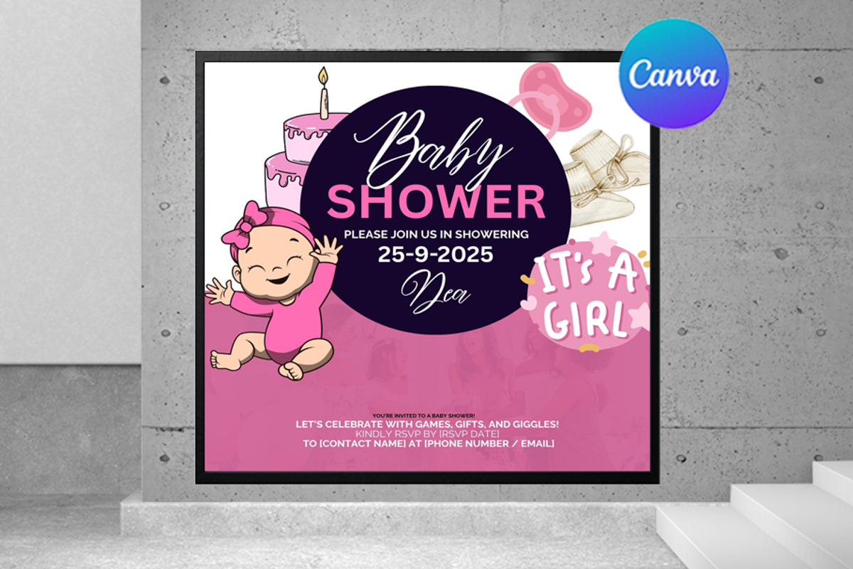 Customizable Baby Shower Flyer, a Graphic by graphicforest (Photo 1 of 3)