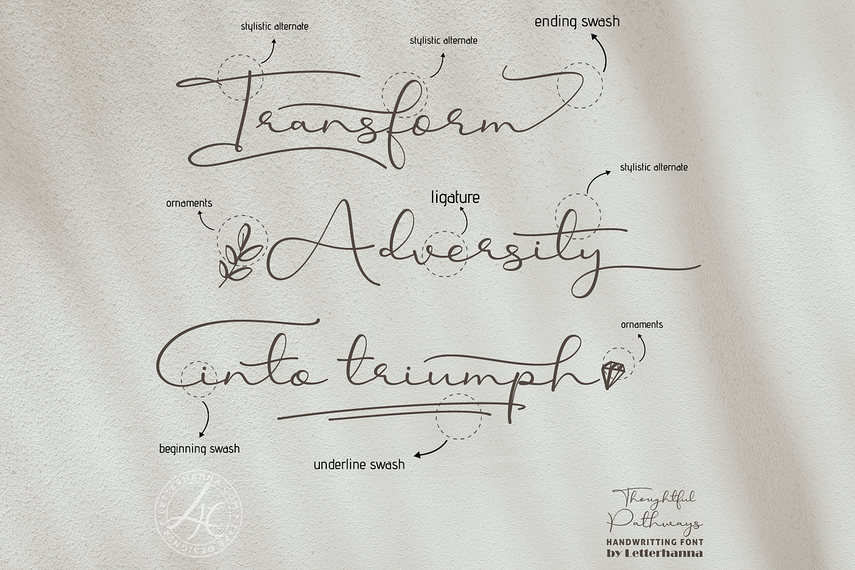 Thoughtful Pathways Font, a Handwritten Font by Letterhanna Studio (Photo 2 of 12)