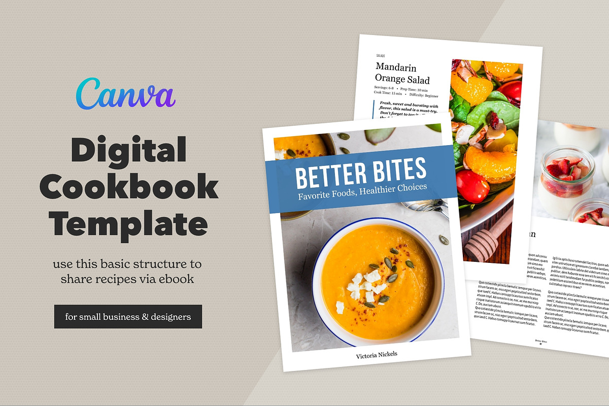 Canva Digital Cookbook Template, a Brochure Template by Dandymark (Photo 1 of 12)