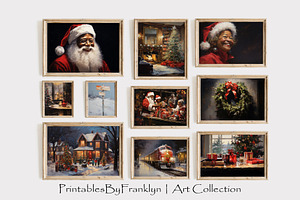 Black Santa Christmas Art Set, a Holiday Photo by PrintablesByFranklyn