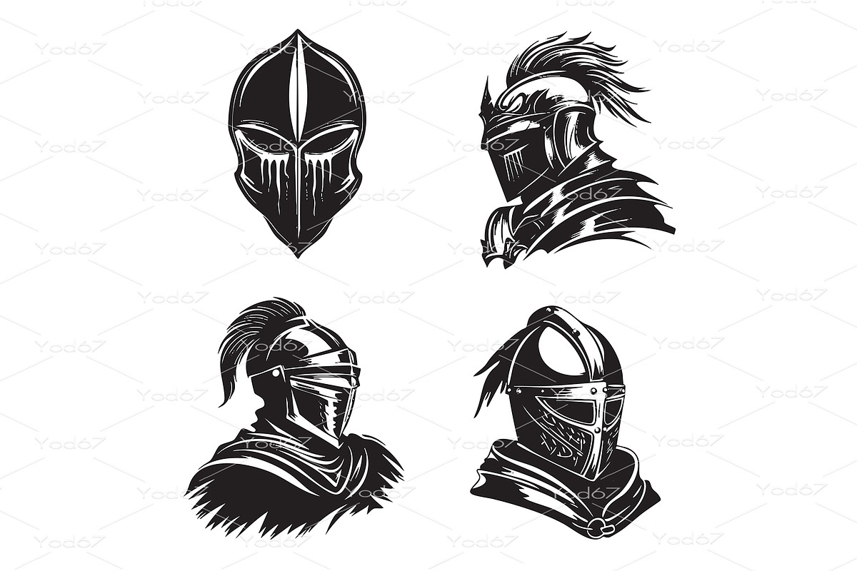 Vector set of intense ancient knight, a Person Illustration by yod67