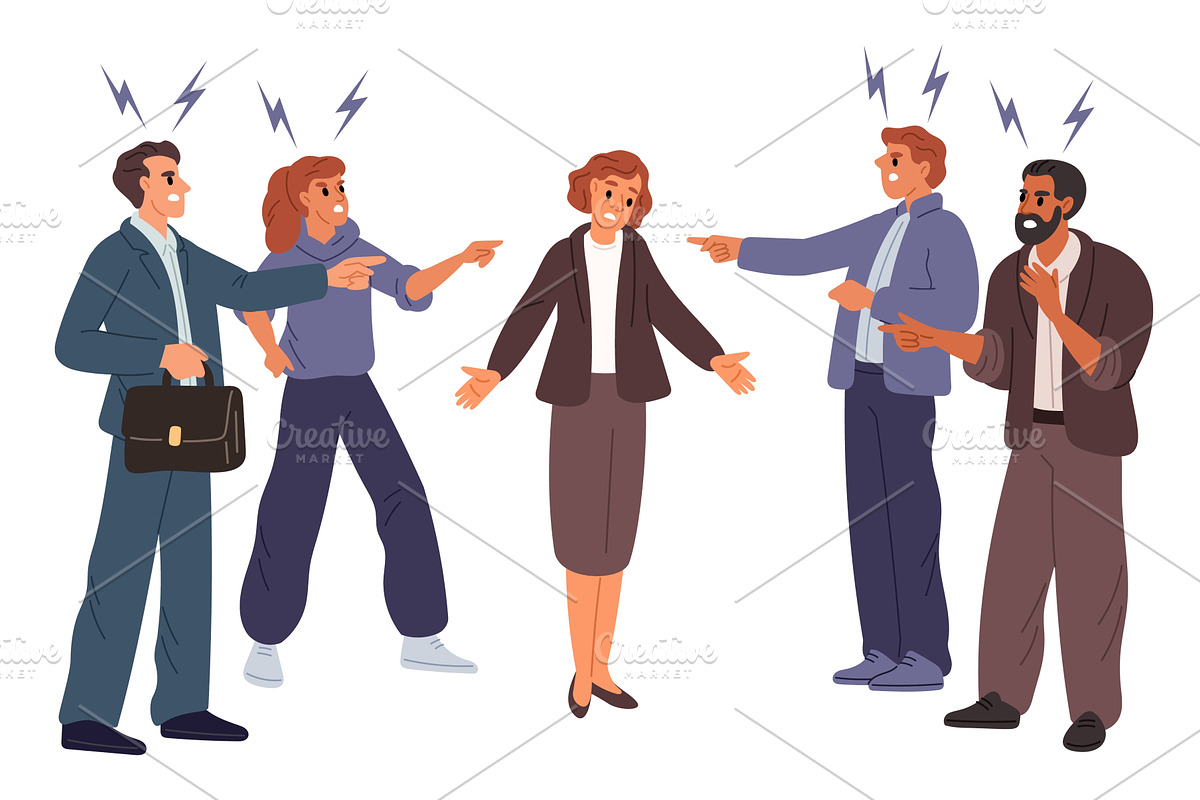 Angry businessmen point fingers at, a Person Illustration by Vectorbuum