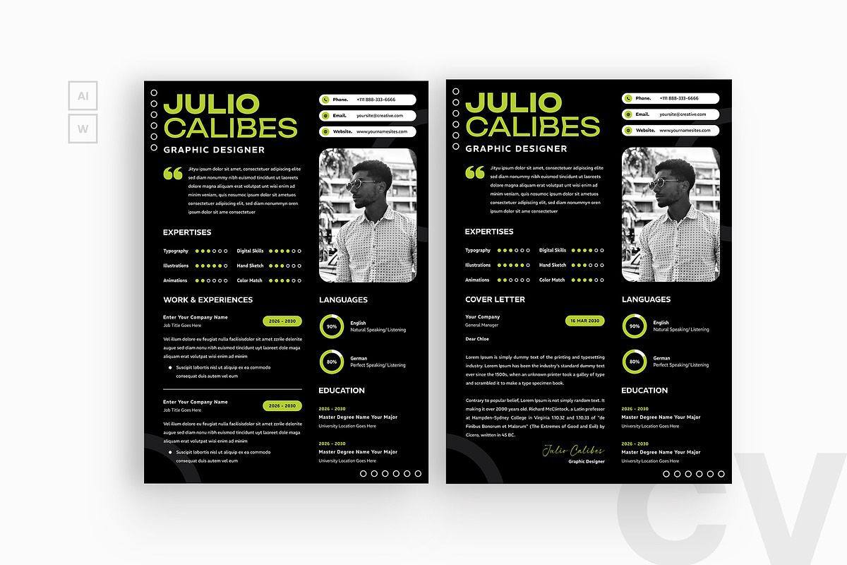 Black Resume CV, a Resume Template by iDoodle Studio (Photo 1 of 4)