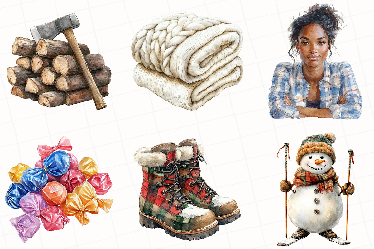 Christmas Winter Cabin Clipart, an Illustration by OK Design (Photo 5 of 5)