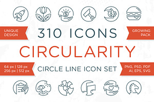 Circularity - Circle Line Icons, an Outline Icon by ARTE MIGUEL