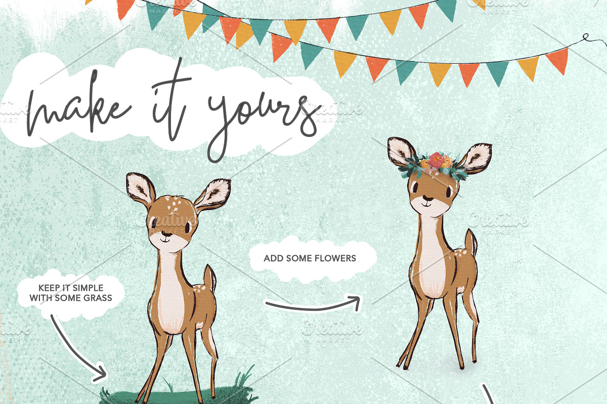 Sweet Baby Deer Illustrations, an Animal Illustration by Wooly Pronto (Photo 3 of 7)