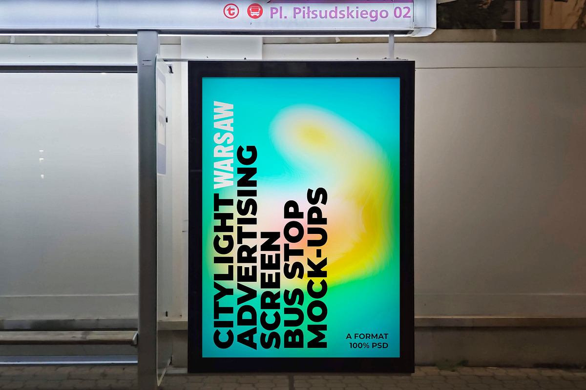 Warsaw Citylight Ad Bus Stop 5, an Advertising Mockup by Graphic Shelter (Photo 2 of 4)