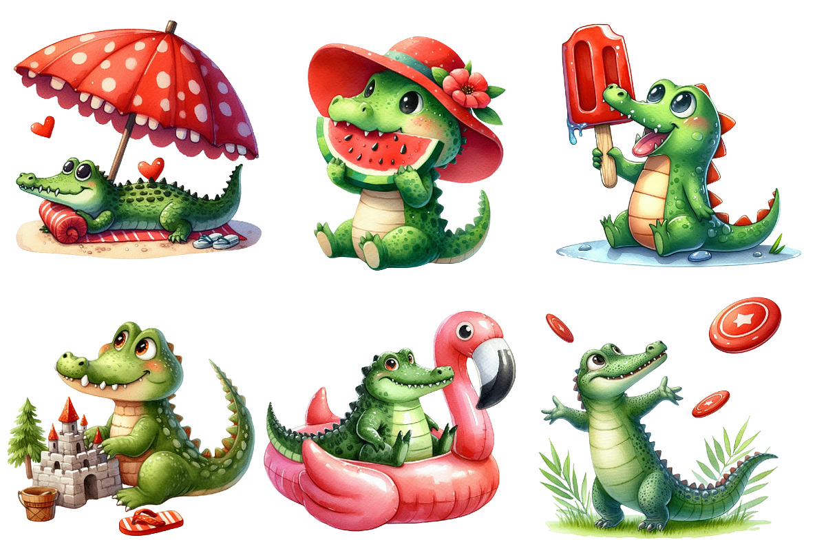 Summer Crocodile Character Clipart, an Illustration by Designworld (Photo 2 of 6)