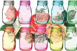Mason jars with transparency