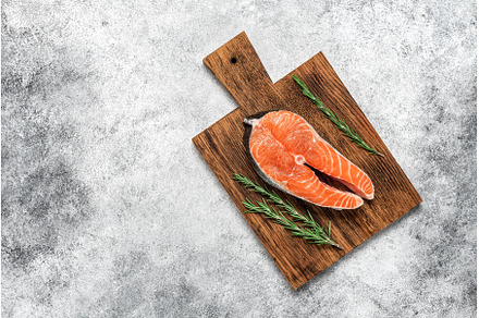 Uncooked Raw Salmon Fish Steak with, a Food & Drink Photo by Yulia71