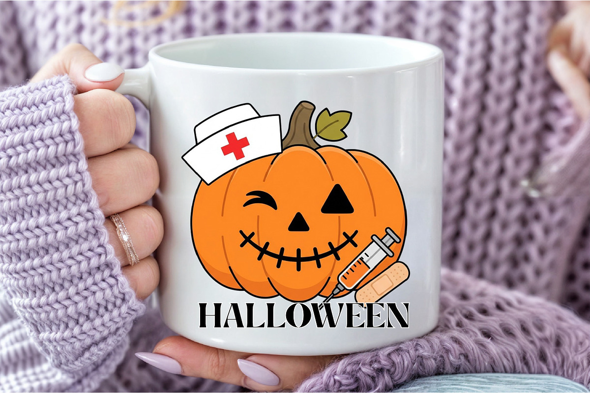 Nurse Pumpkin Halloween PNG, a Seasonal Illustration by DreamCafeArt (Photo 7 of 7)