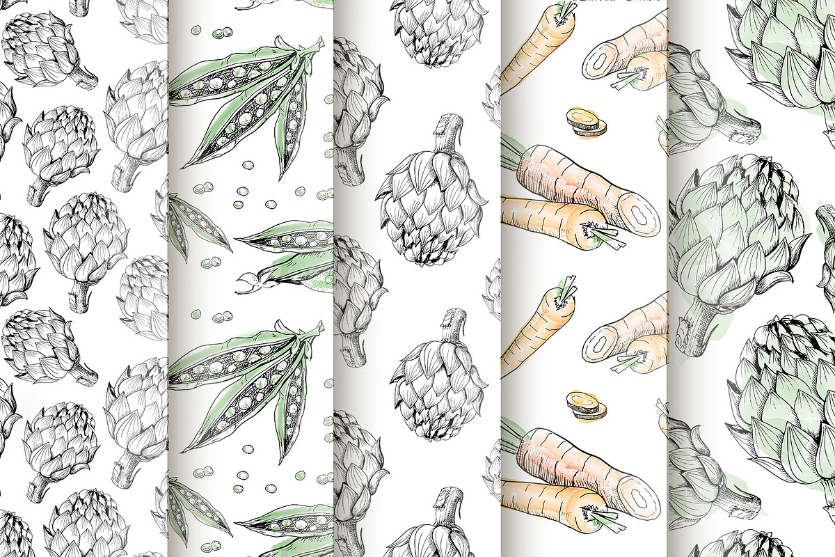 Vegetables. Sketches and patterns, an Object Graphic by Canatic (Photo 3 of 8)