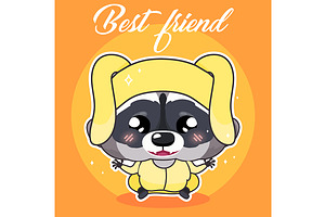 Cute raccoon kawaii character, a Poster Template by IMG visuals characters