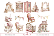 Baby Toile Nursery Graphics, an Illustration by MockupWizard (Thumbnail 4 of 6)