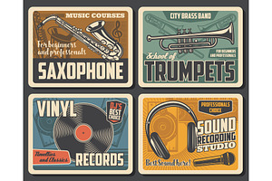 Trumpets, retro vinyl, saxophone, an Education Illustration by Vector Tradition