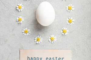 Happy Easter Minimal Egg with Daisy Circle and Grass, a Holiday Photo by Natalia Klenova's Shop