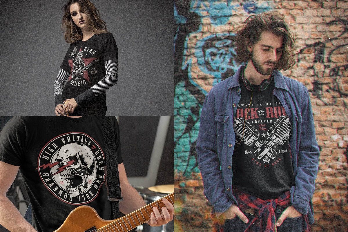 Rock & Roll Emblem T-Shirt Designs, a Branding & Logo Template by DGIM studio (Photo 4 of 5)