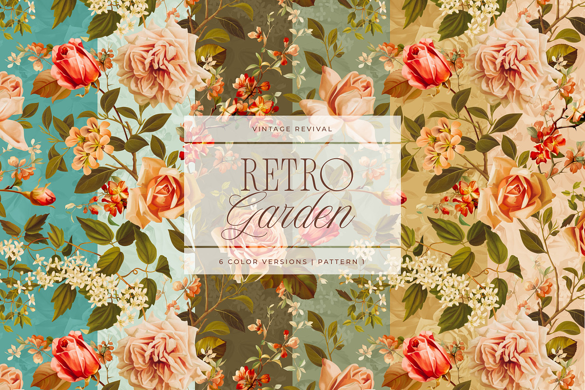 Retro Garden Floral Pattern Kit, a Decorative Illustration by Eclectic Anthology (Photo 4 of 11)