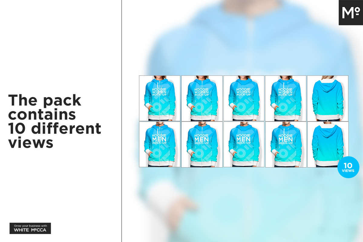10xWomen & Men Hoodie Types Mock-ups, a Hoody Mockup by Mocca Mockups Store (Photo 2 of 15)