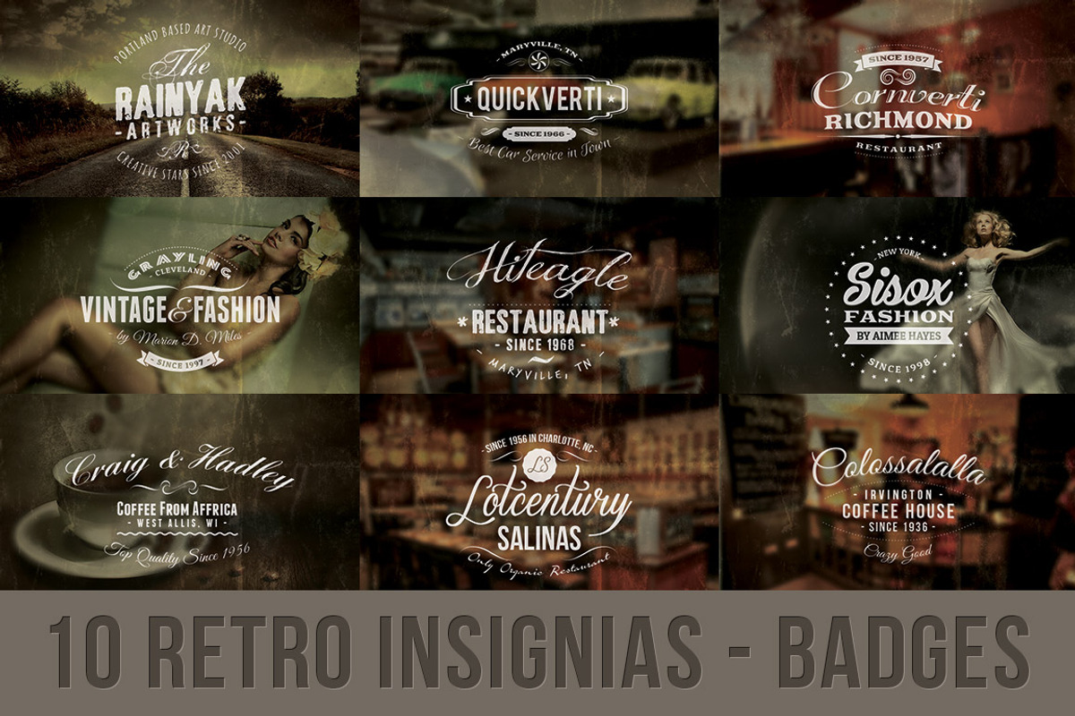 10 Retro Insignias - Badges