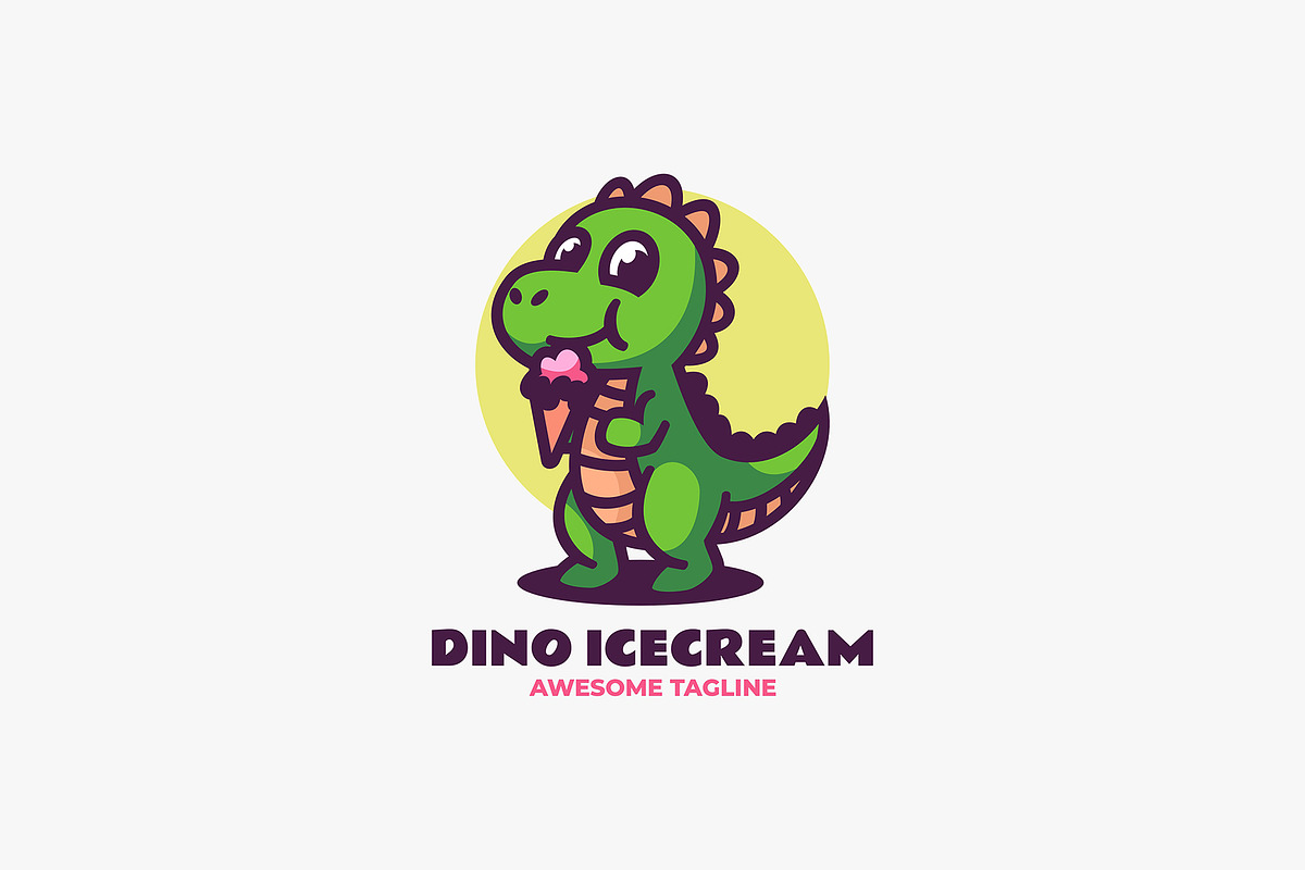 Dino Ice Cream Mascot Cartoon Logo, a Branding & Logo Template by Artnivora.Std