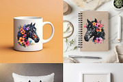 Black horse head with flowers, an Animal Illustration by yod67 (Thumbnail 7 of 8)