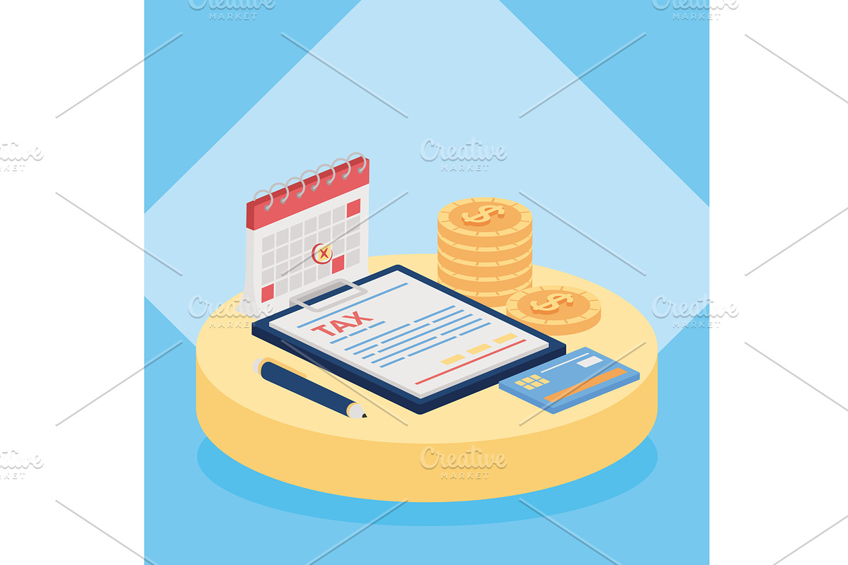 clibboard and tax icons, a Finance Illustration by studiogstock