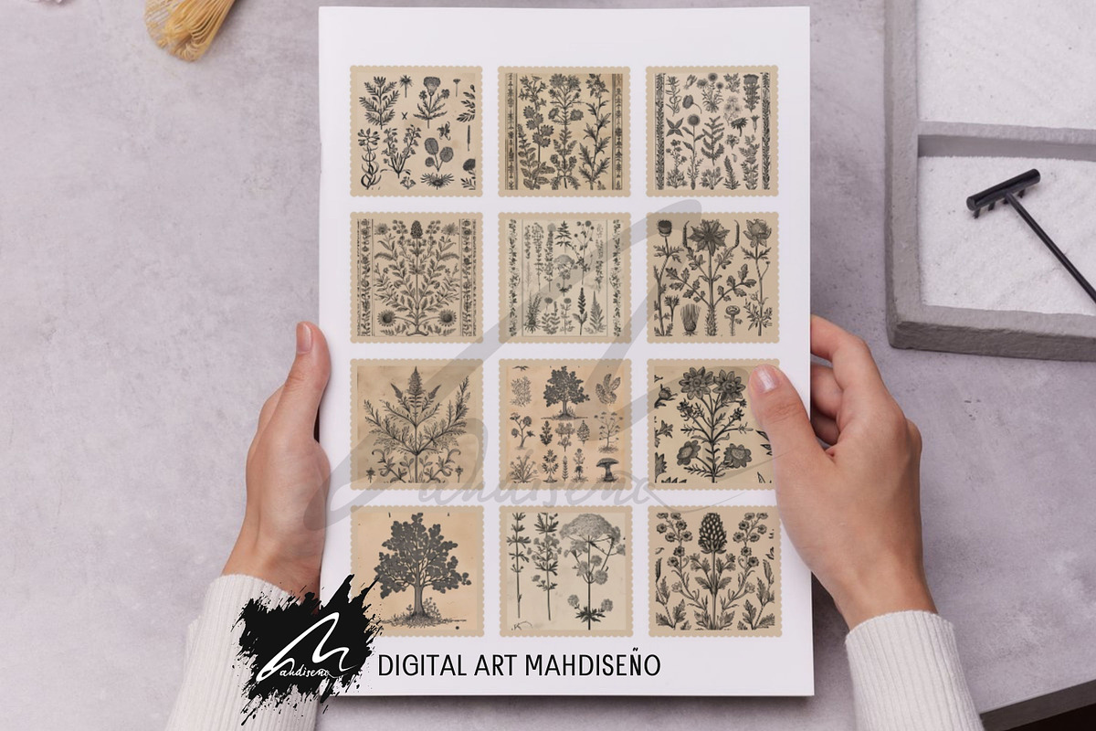 Whimsical botanical Ephemera Pages, a Pattern Graphic by Digital Art Mahdiseño (Photo 8 of 11)