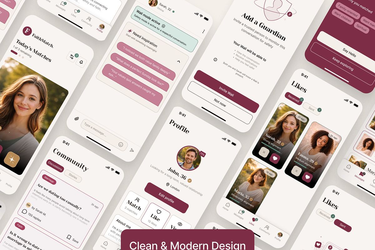 FaithMatch – Dating App Mobile UI Ki, a Websites & App Template by Creative Graphics (Photo 4 of 8)