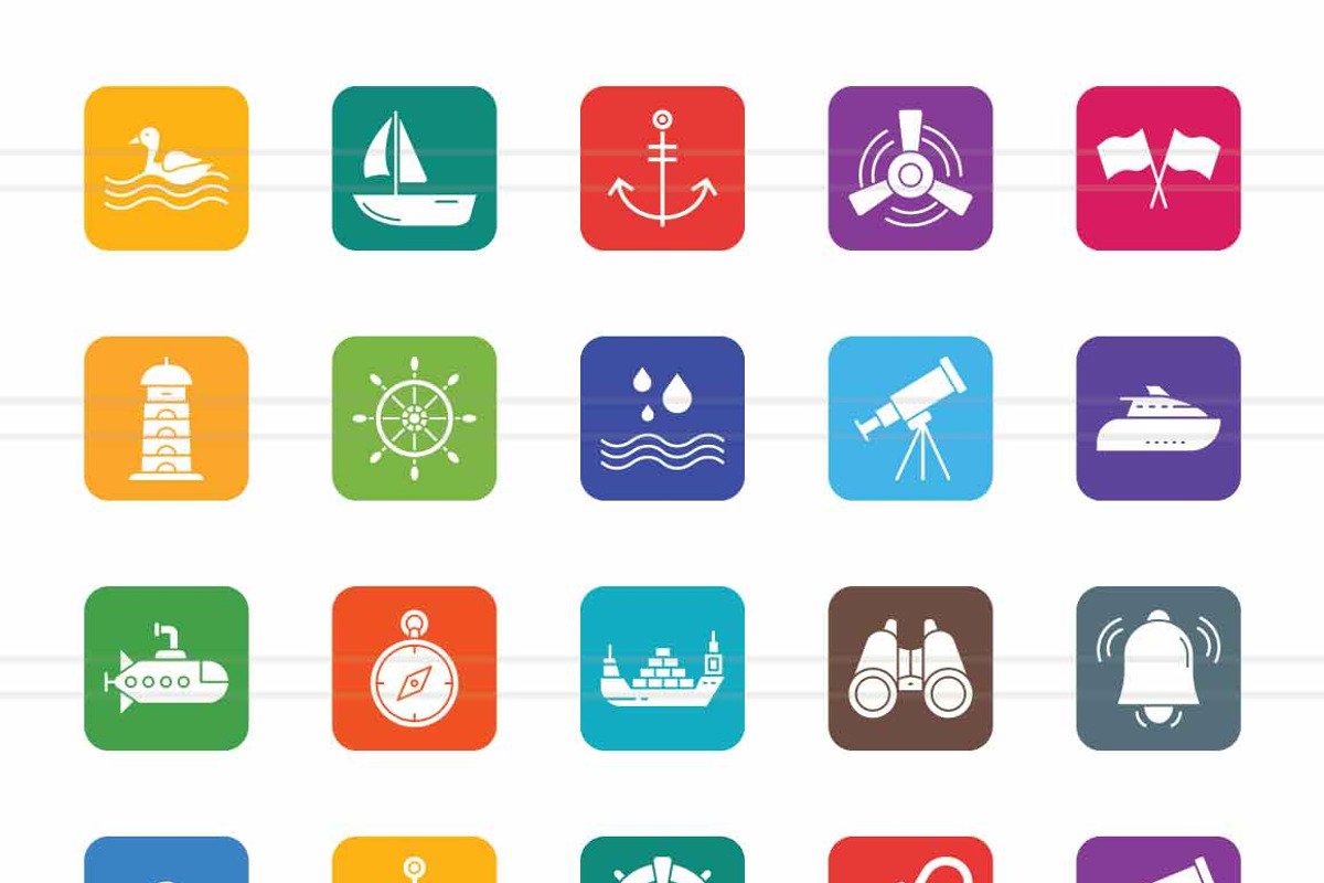 50 Sea Filled Round Corner Icons, an Icon by IconBunny