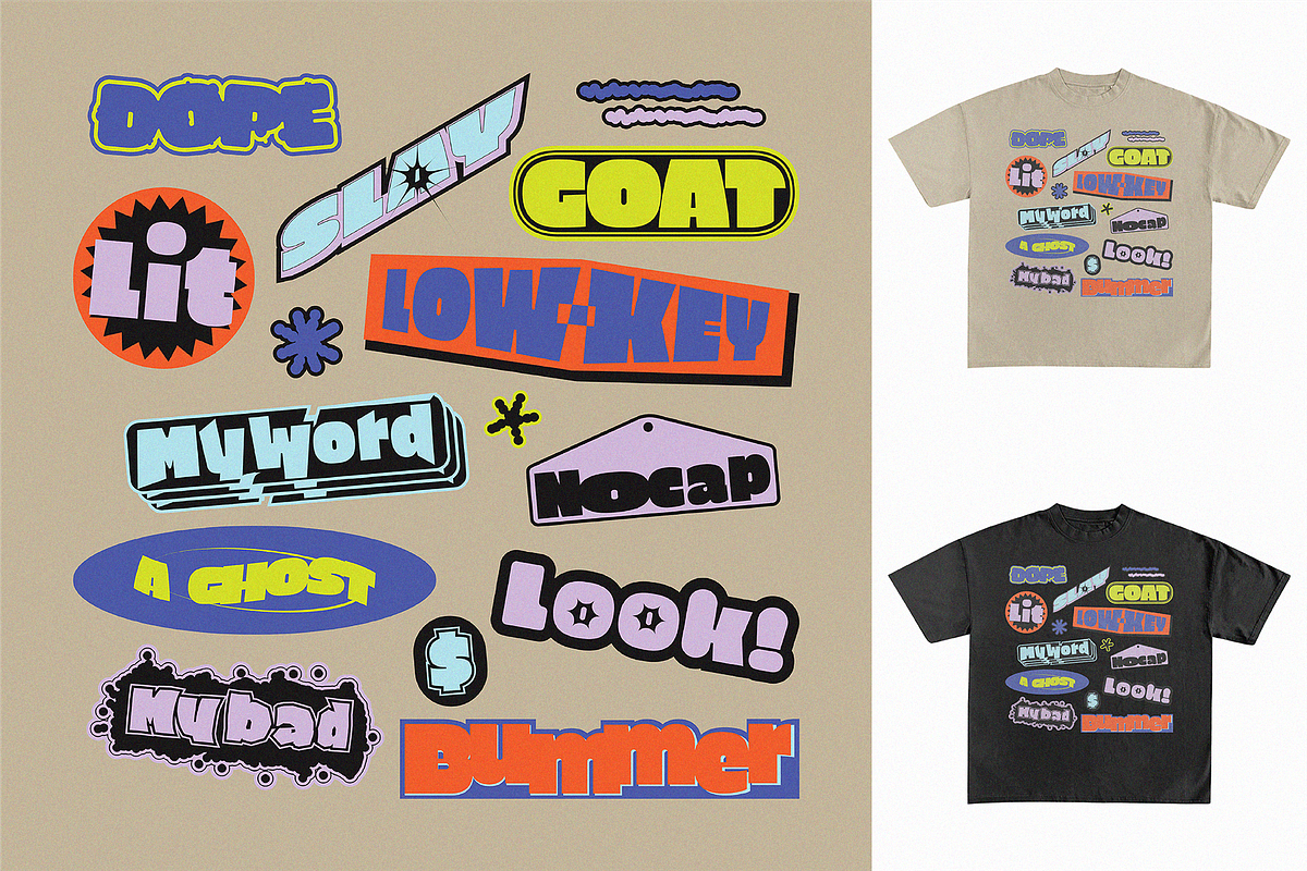 Slang Typography Sticker Pack Vol.2, a Graphic by 159room.studio