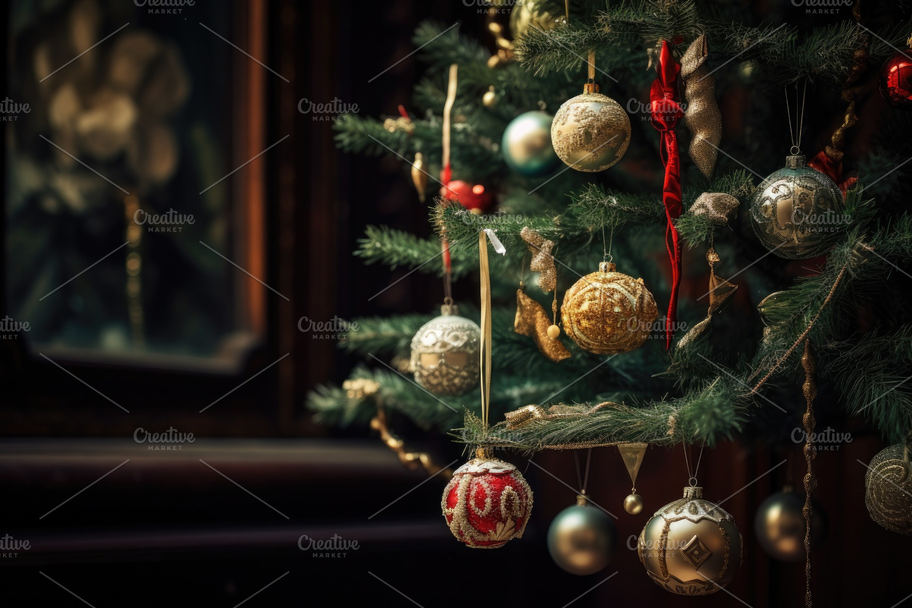 Decorated Christmas tree in the inte, a Photo by Iftikhar Alam