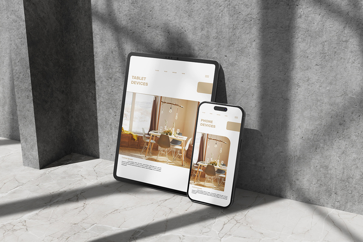 Tablet and Smartphone Mockup, a Product Mockup by MrLetters (Photo 3 of 5)