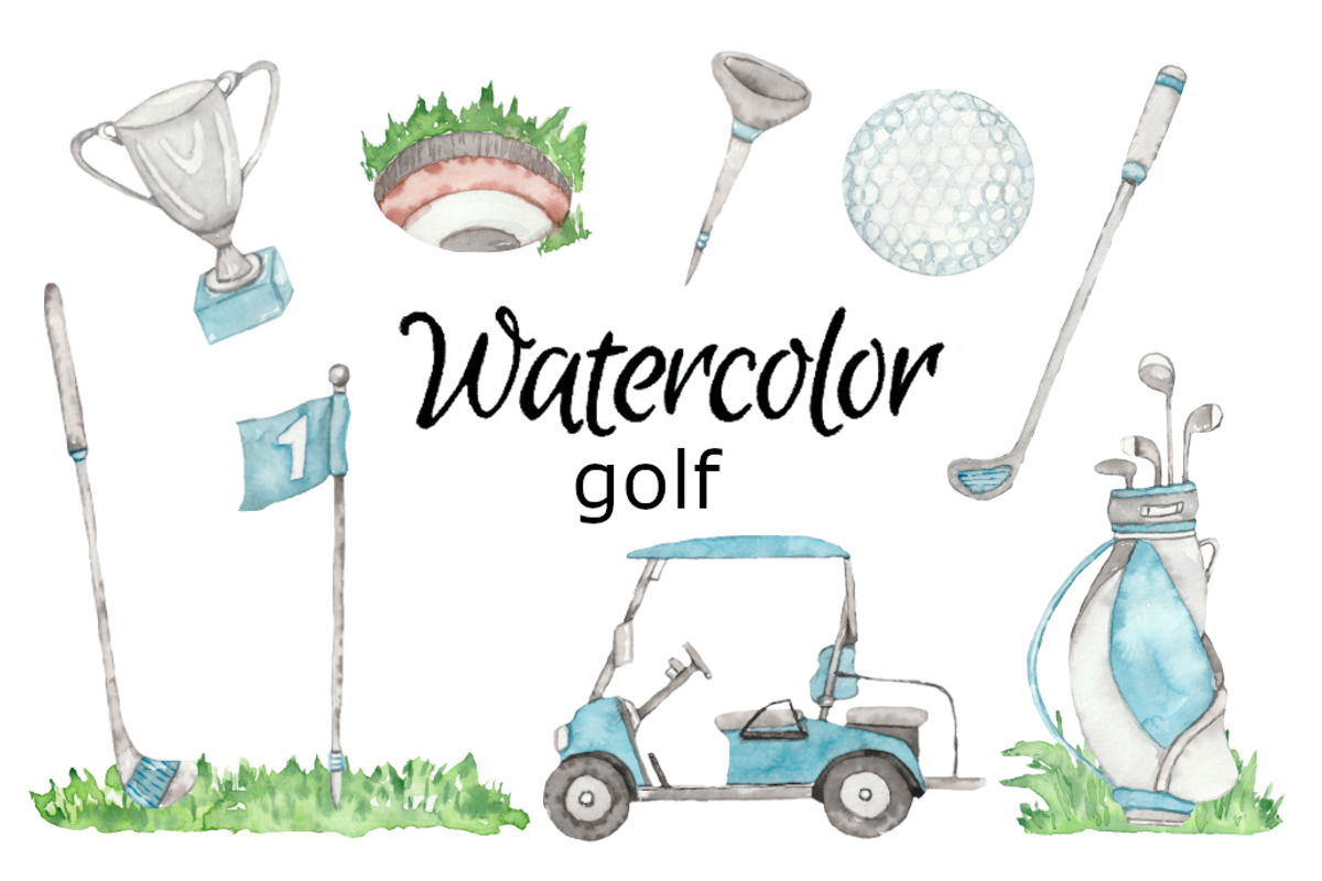 Golf watercolor clipart, a Background Graphic by GoodFairyClipArt (Photo 1 of 2)