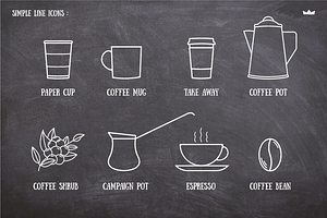 8 Line Coffee Icons