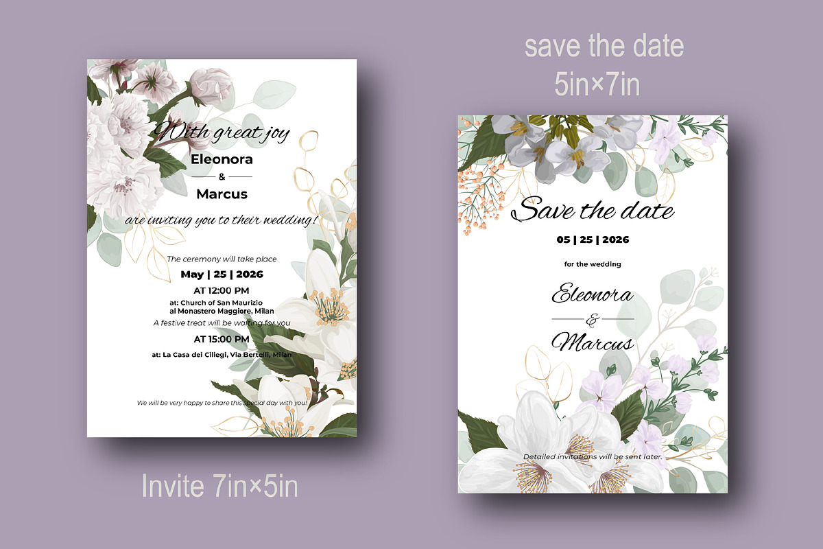 Invites with White Spring flowers, an Invitation Template by Digital illustration shop (Photo 2 of 5)