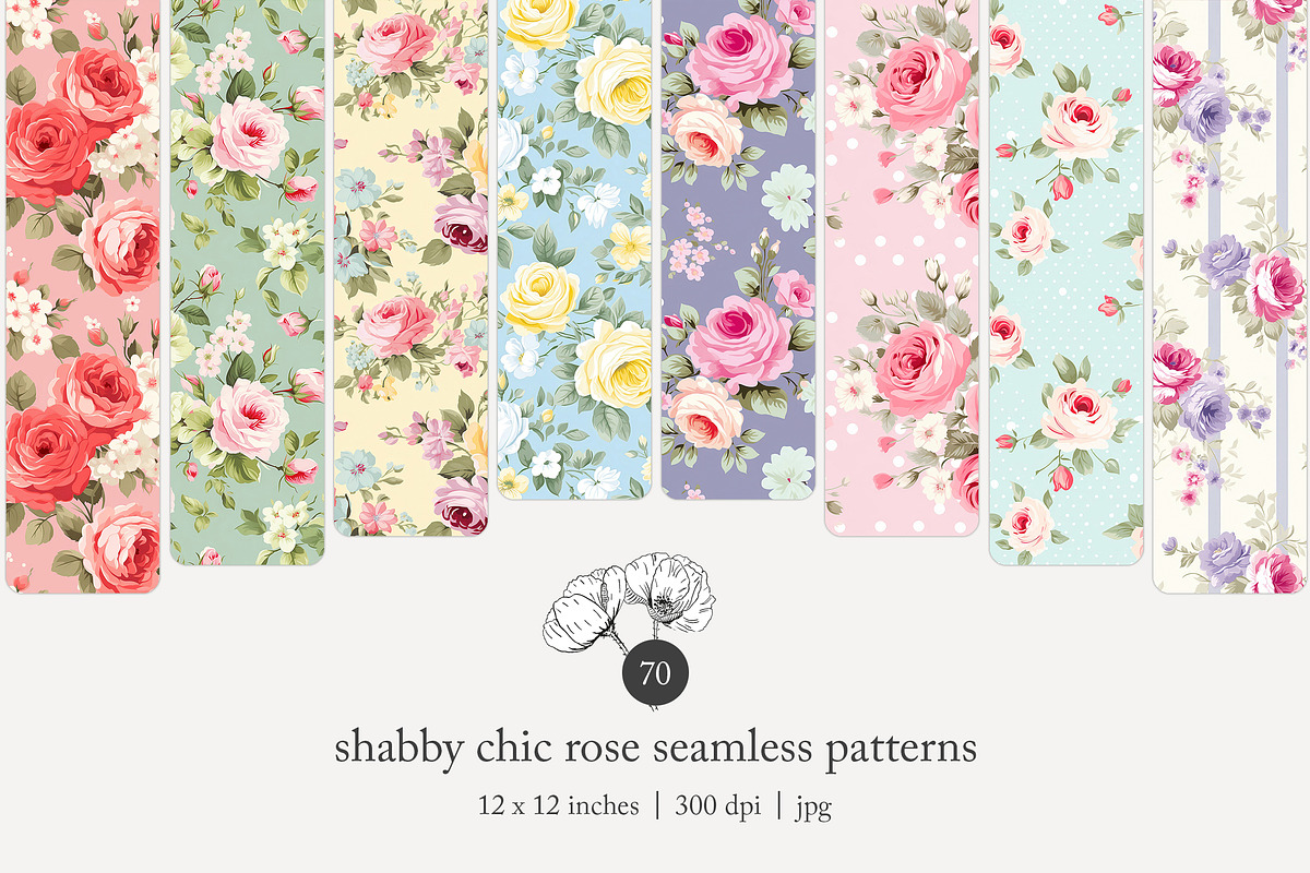 70 shabby chic rose seamless pattern, a Pattern Graphic by Poppy Lane ...