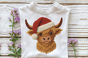 Crochet Christmas Highland Cow PNG, an Illustration by CraftArtStudio (Thumbnail 2 of 4)