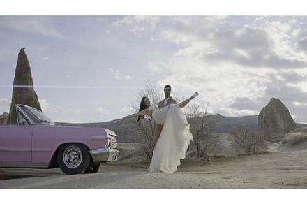 Happy wedding couple in mountains, a Person Photo by Media Whale Stock