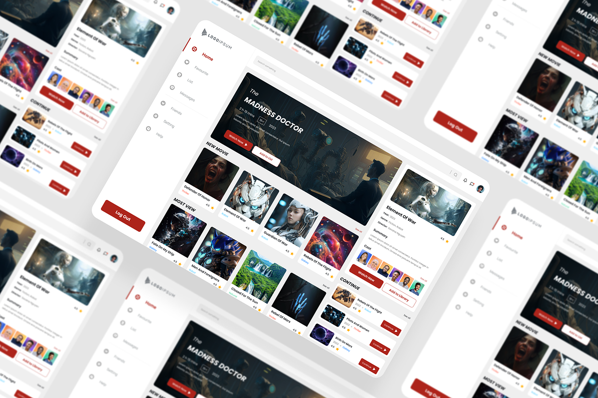 Movies Dashboard UI Kit, an UI Kit Template by iDoodle Studio