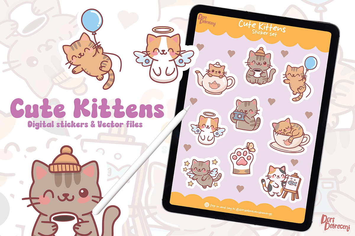 Sweet and playful kawaii kitty crew, an Animal Illustration by Dori Debreceni draws (Photo 5 of 7)