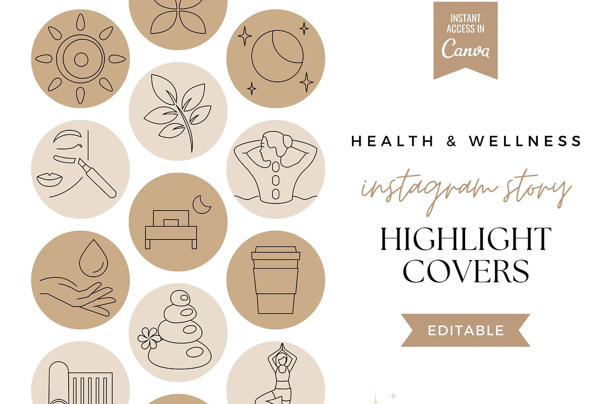 Health Instagram Highlight Covers, a Social Media Template by Ciera Design Templates (Photo 1 of 7)